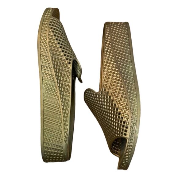 Jeffrey Campbell Havana Last Slides Sandals Gold Jelly Rubber Lattice Slip-On 9 - Picture 3 of 6